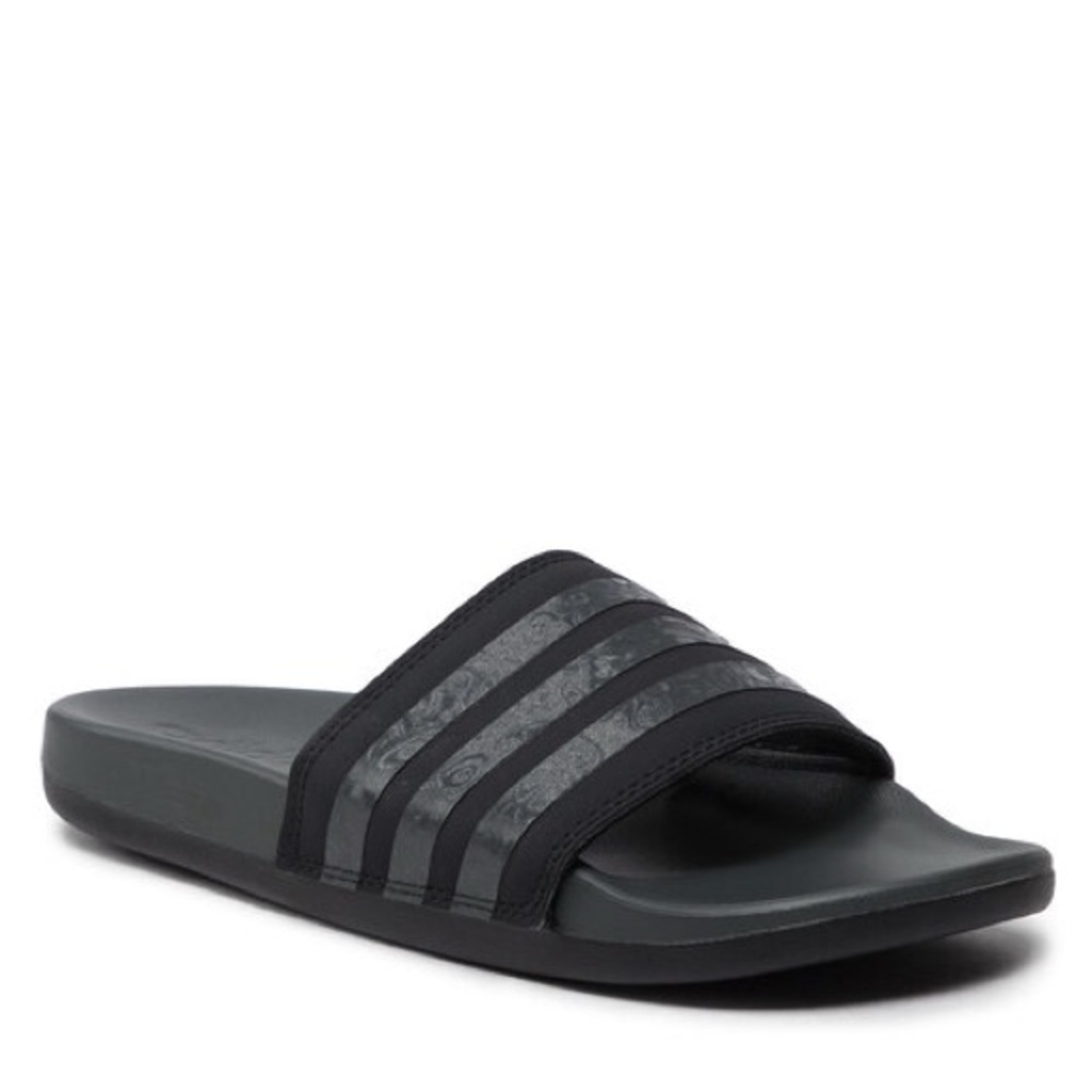 adidas Adilette Cloudfoam Comfort Slides Sandals Black/Grey Size 6 - Picture 9 of 10